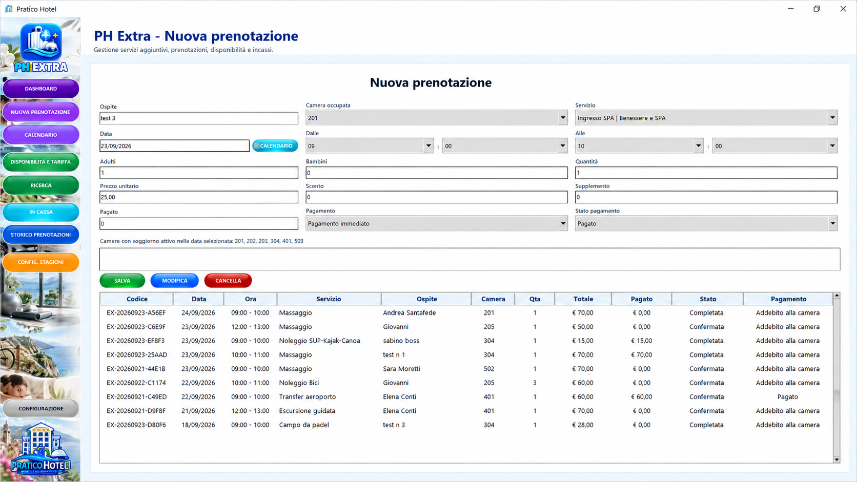 Nuova prenotazione servizio